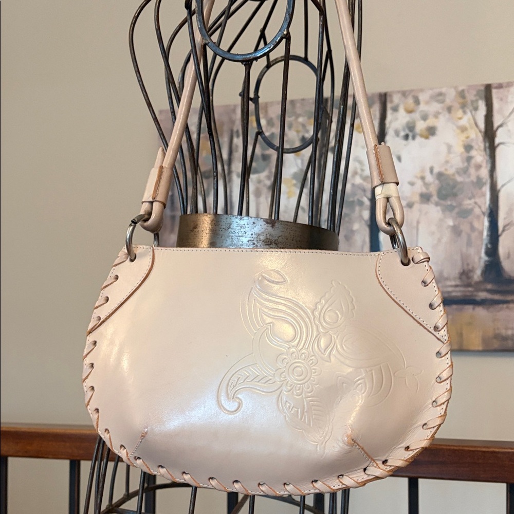 VTG United Colors Of Benetton Vera Pelle Light Taupe Well Made Shoulder Bag